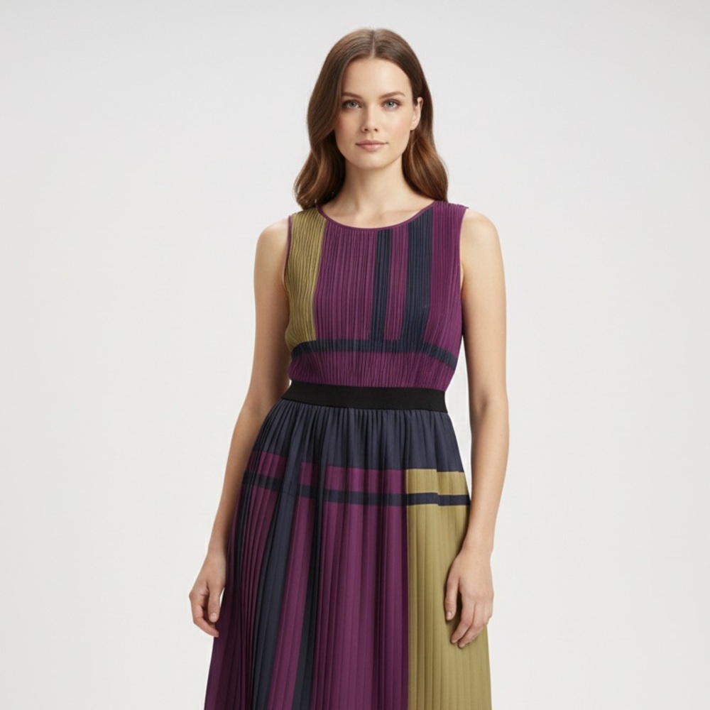 BCBGMaxAzria 'Arleney' Pleated color block Dress Size M